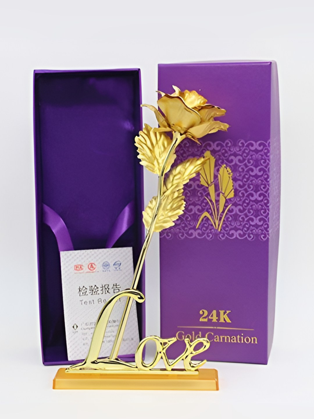 INTERNATIONAL GIFT Gold Toned Rose Flower With Leaf With Love Shape Home Gift Sets