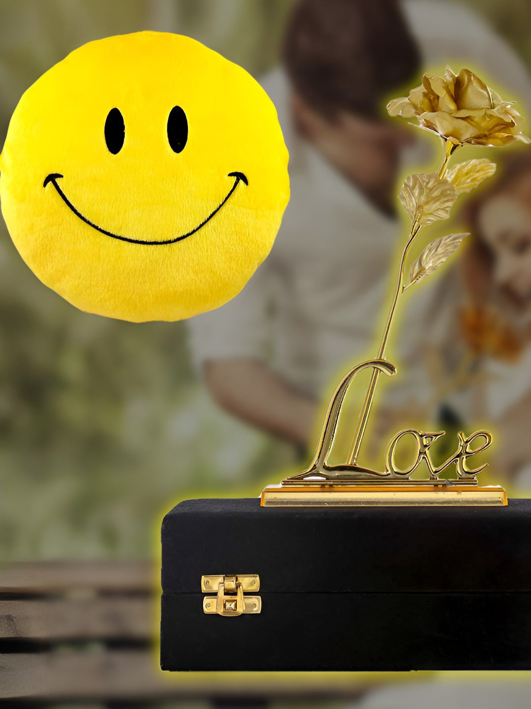 INTERNATIONAL GIFT Brown Rose Flower With Love Stand