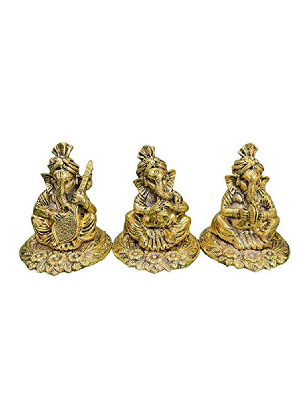 INTERNATIONAL GIFT Gold Toned Musical Ganesha Idols Home Gift Set
