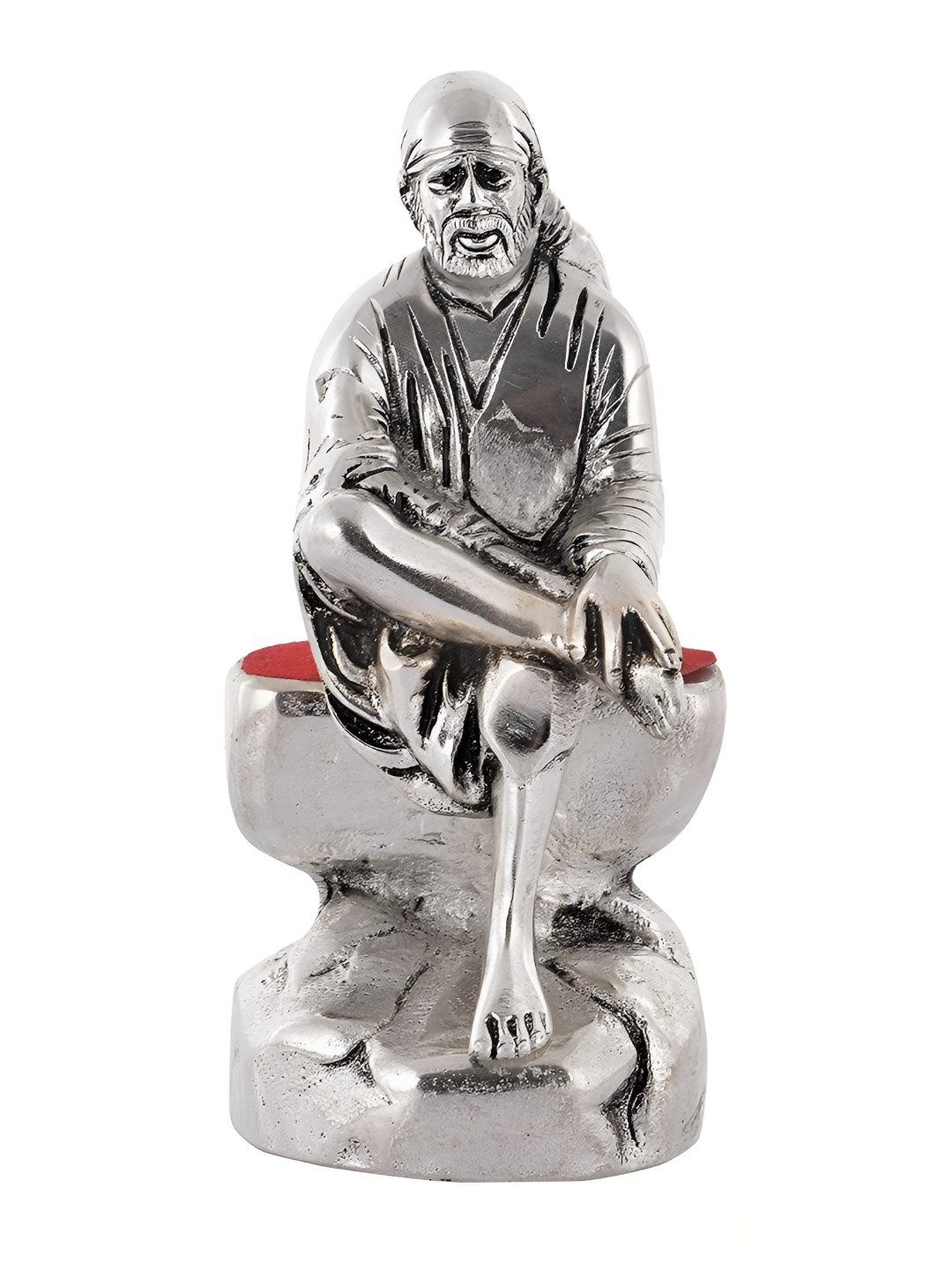 INTERNATIONAL GIFT Silver Toned Sai Baba God Idol Statue Home Gift Set