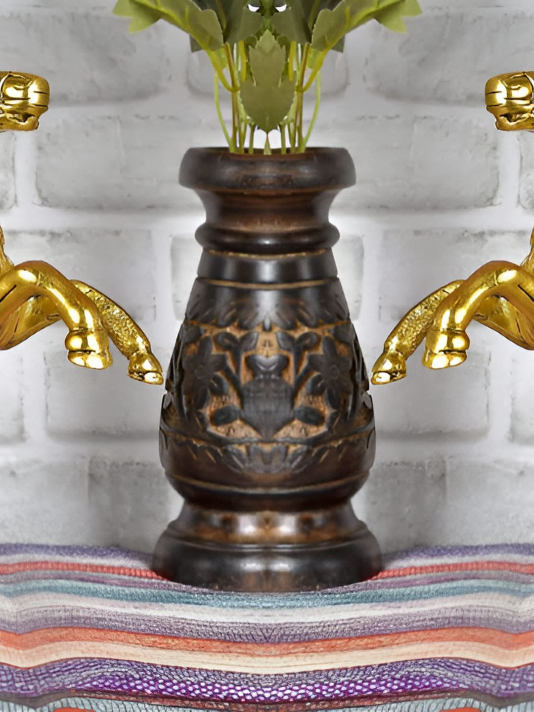 INTERNATIONAL GIFT Horse Gold Metal Metallic Living Room Set of 2 Small Showpieces - 9.1 Inches