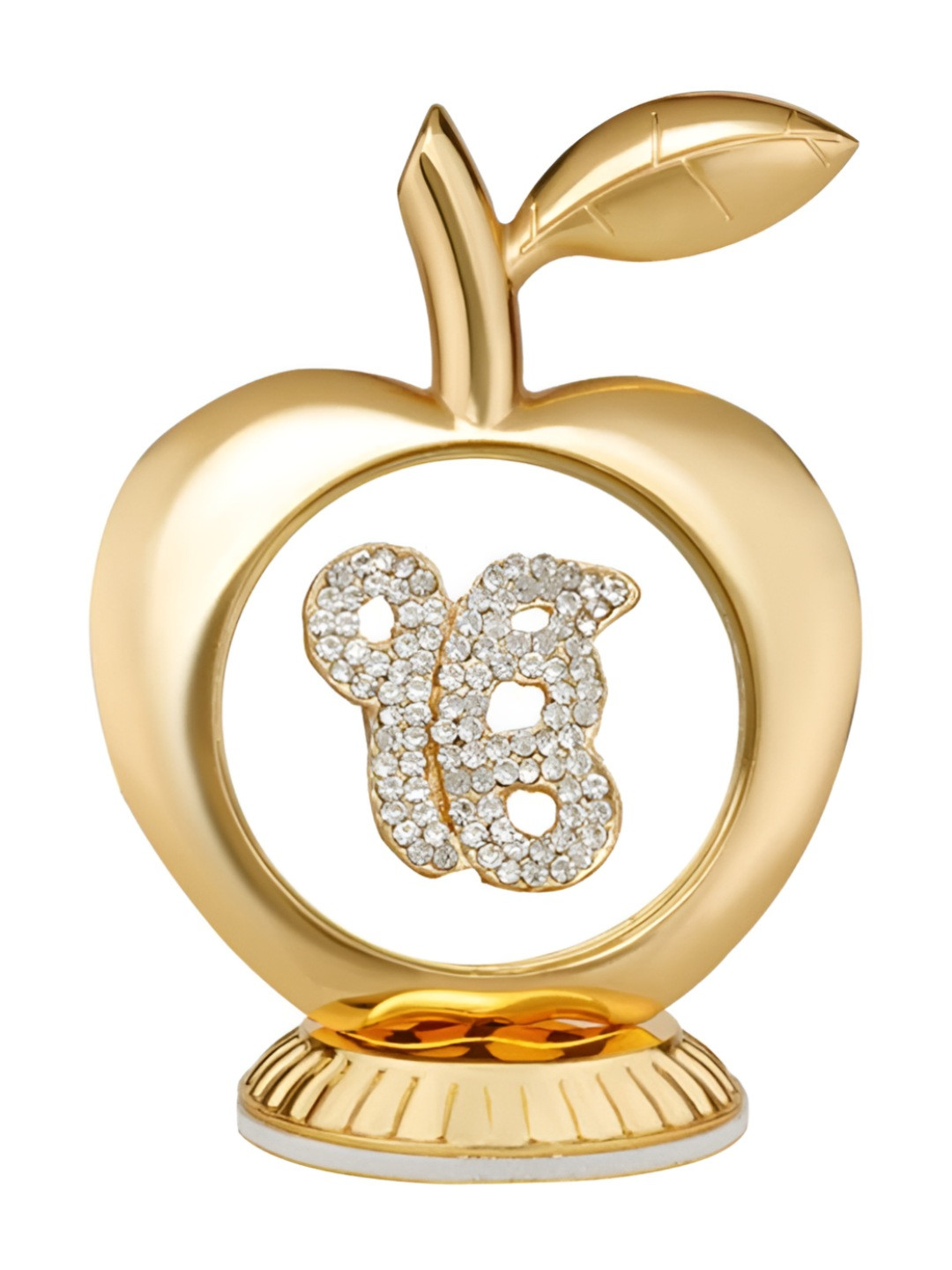 INTERNATIONAL GIFT Apple Shaped Diamond Sikh Gold Metal Metallic Living Room Small Showpiece - 3.3 Inches