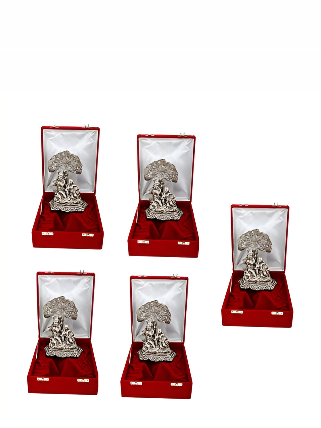 INTERNATIONAL GIFT Silver Toned Brass Radha Krishna Tree Idol Gift Set