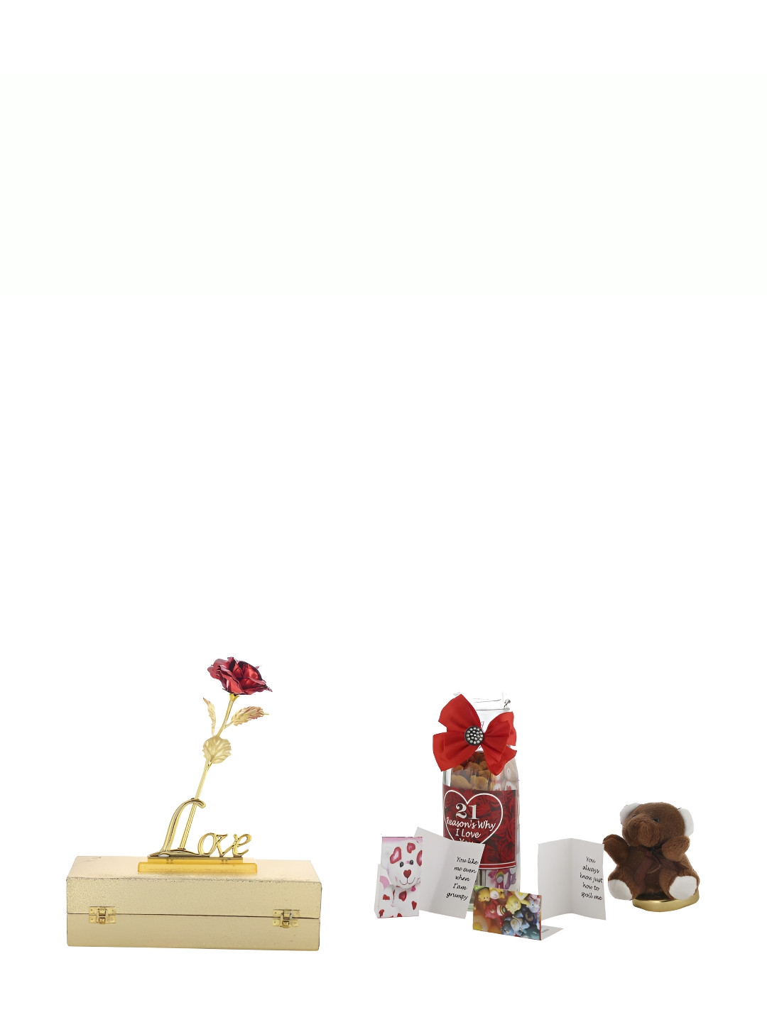 INTERNATIONAL GIFT Gold Toned Small Greeting Card Inside Message Bottle Gift Set