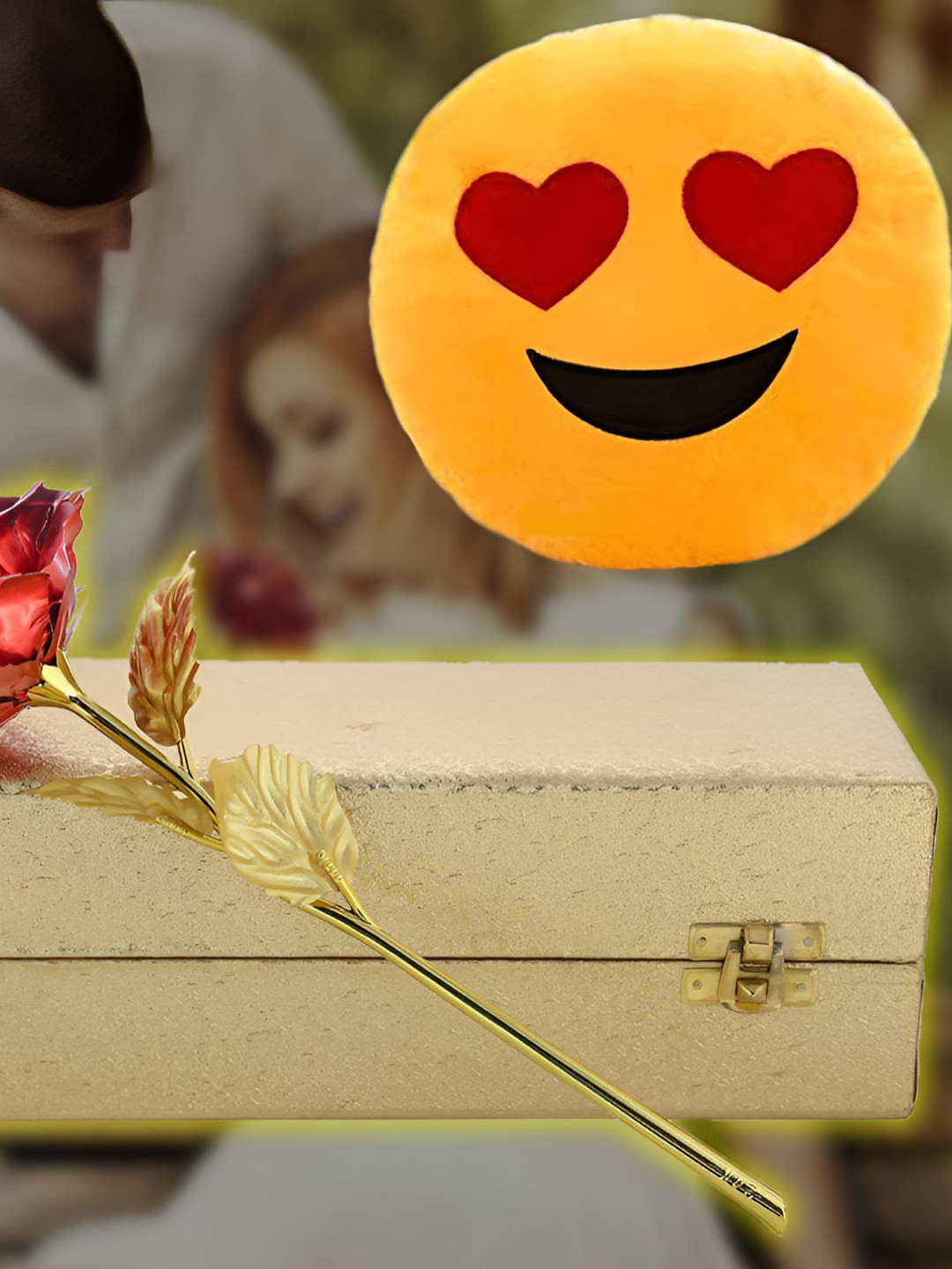 INTERNATIONAL GIFT Rose Flowe Red Plastic Glossy Living Room Set of 2 Medium Showpieces - 9.8 Inches