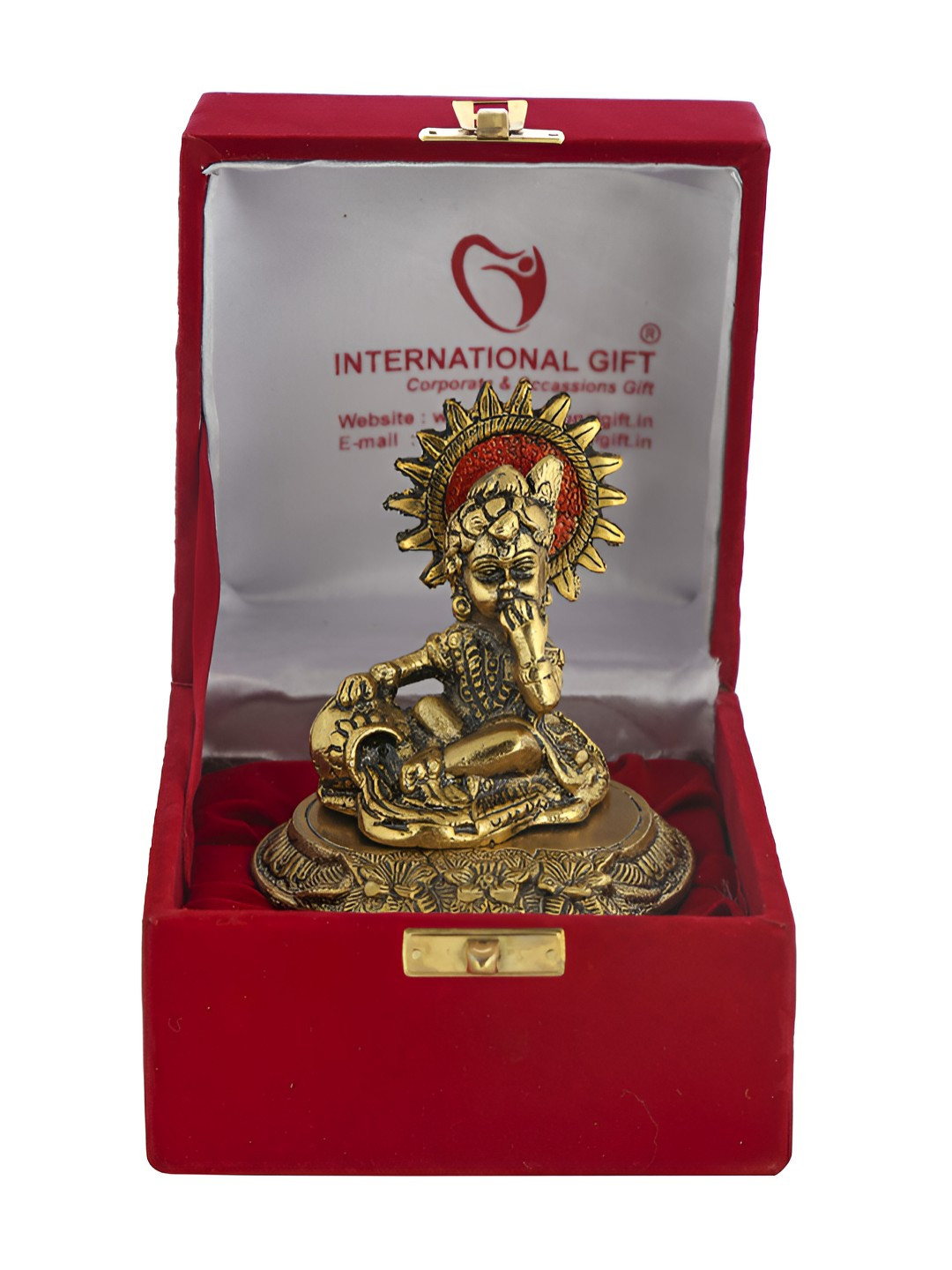 INTERNATIONAL GIFT Gold Toned  Laddu Gopal Idol Gift Set