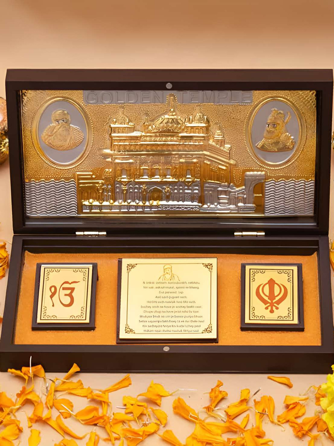 INTERNATIONAL GIFT Gold  24 Karat Temple God Idol With Charan Paduka