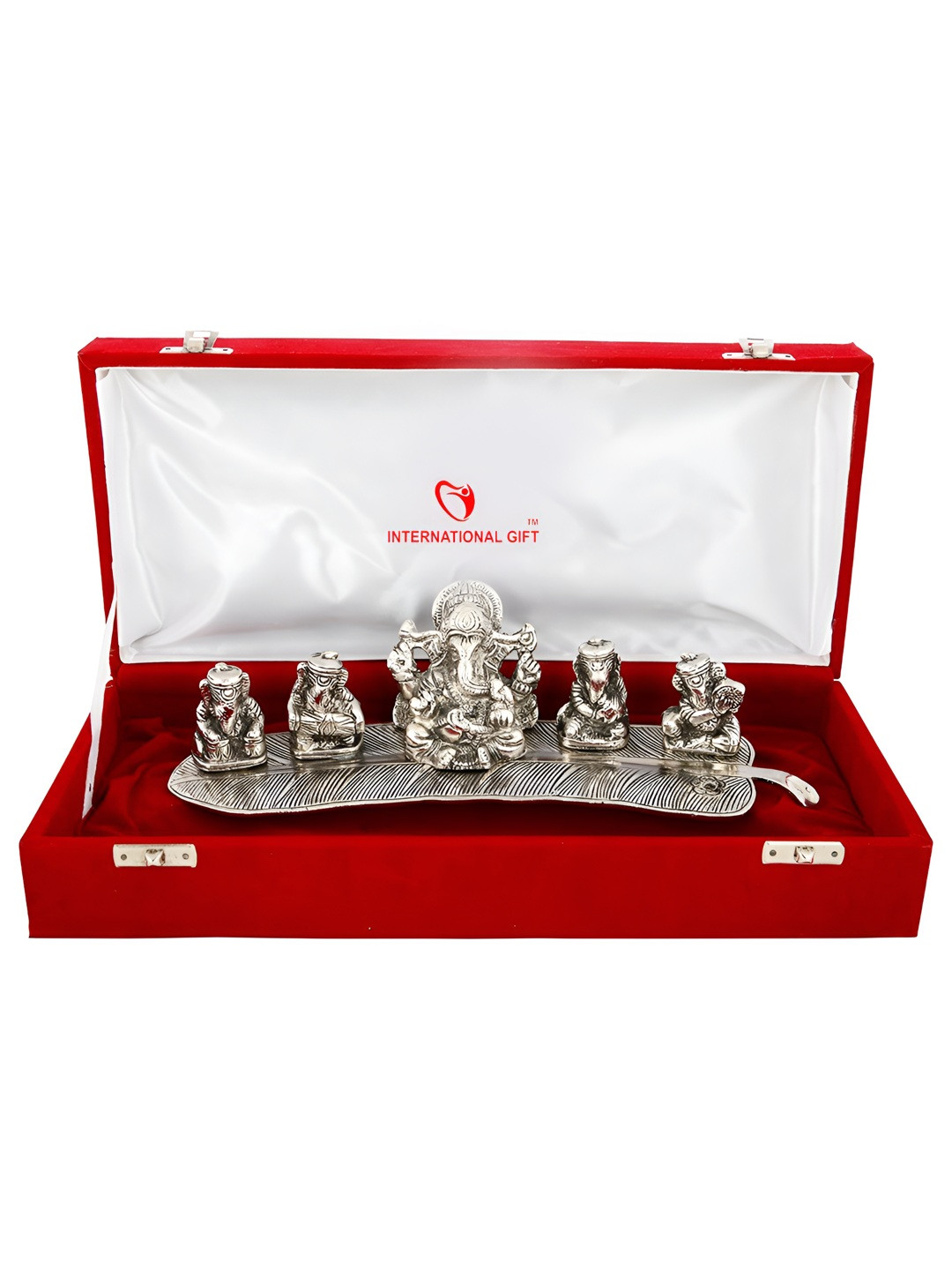 INTERNATIONAL GIFT Grey Musical Ganesh Idol With Velvet Box
