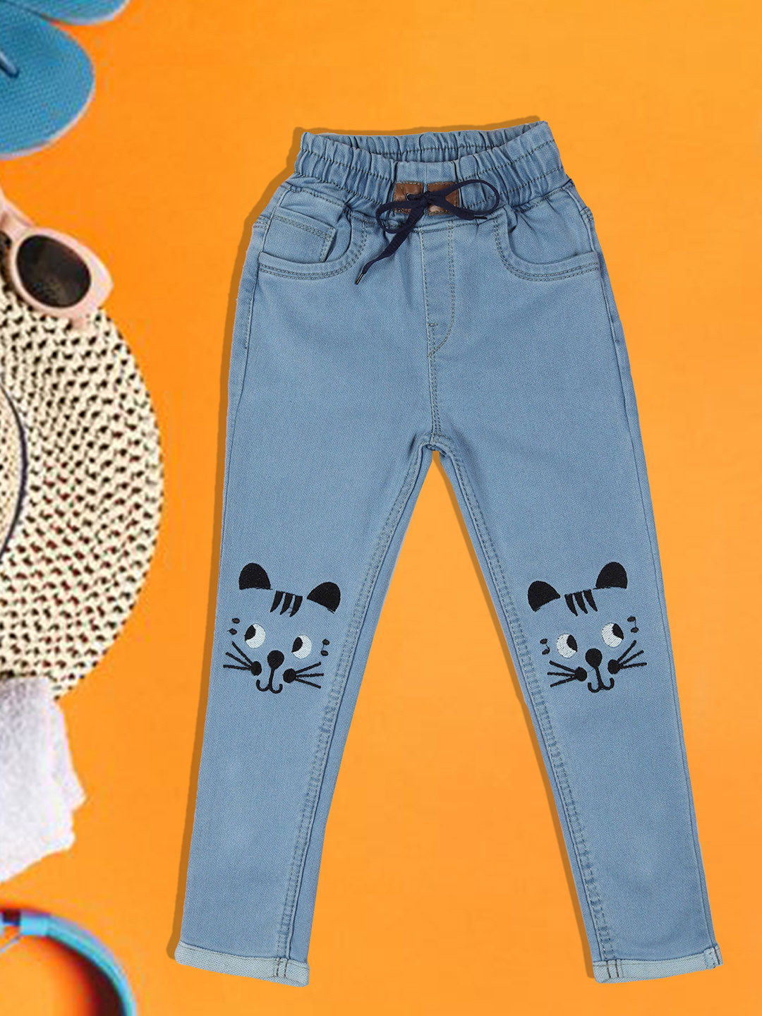 A-Okay Slim Fit Mid-Rise Clean Look Embroidered Jeans