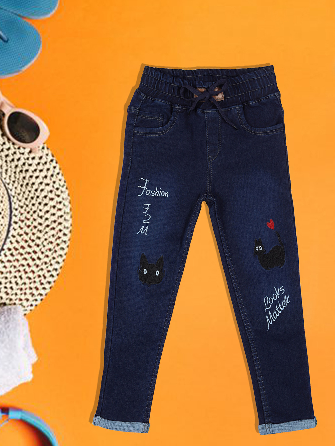 A-Okay Kids Slim Fit Mid-Rise Printed Denim Jeans