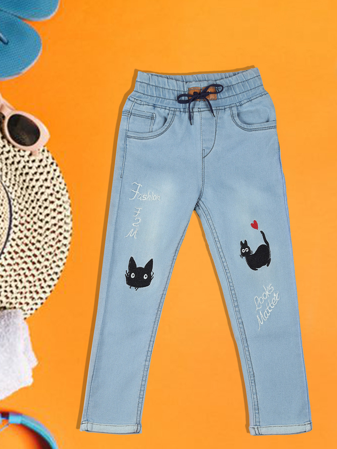 A-Okay Kids Slim Fit Mid-Rise Clean Look Embroidered Jeans