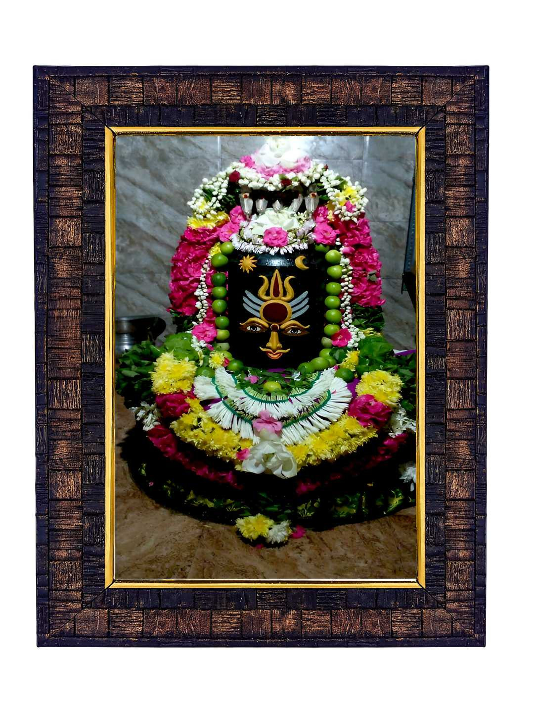 Hawai Black & Pink  Lord Rameshwar Shivaling Wooden Wall Photo Frame