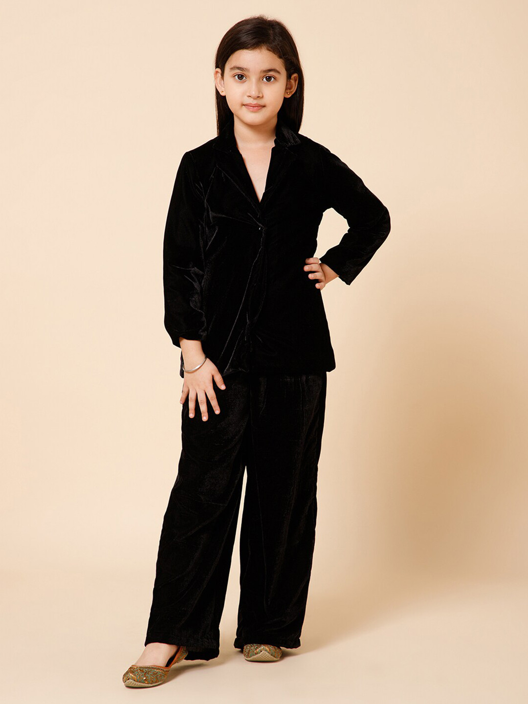PICCOLO Girls Notched Lapel Collar Blazer With Trouser