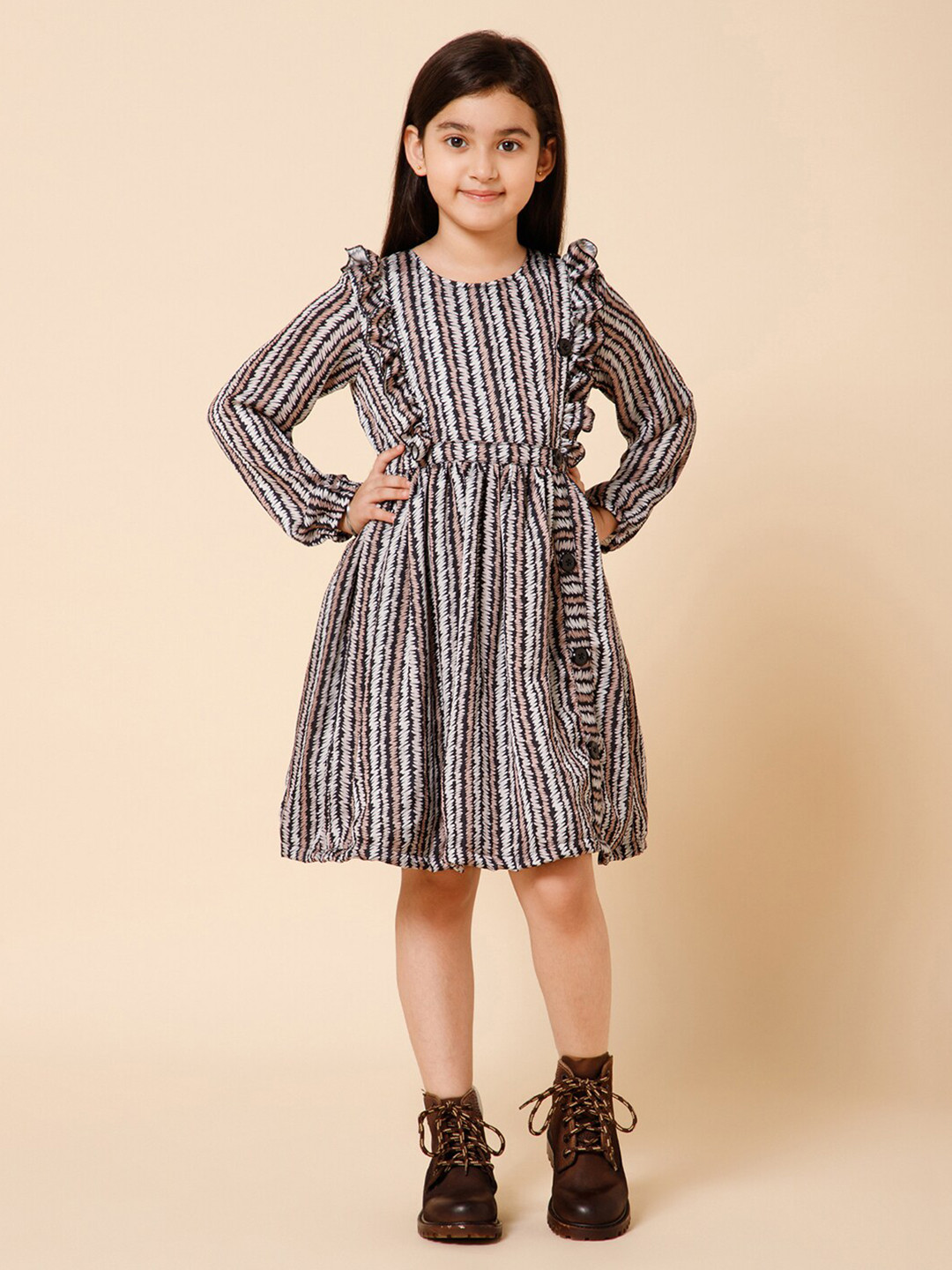 PICCOLO Striped Satin Fit & Flare Dress