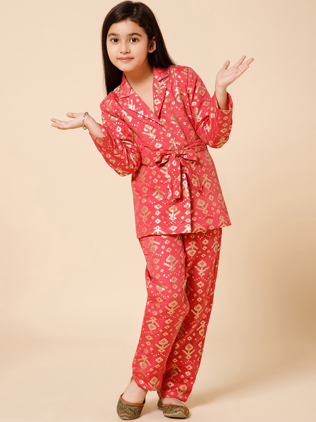 PICCOLO Ethnic Motif Woven Design Blazer With Trouser