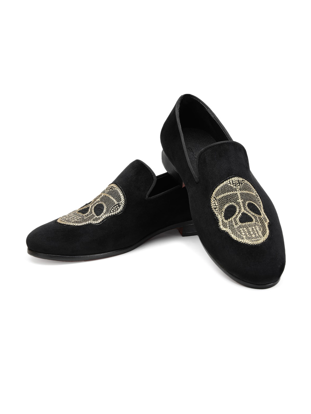 SHUTIQ Men SUGRA SKULL Ethnic Embroidered Velvet Mojaris