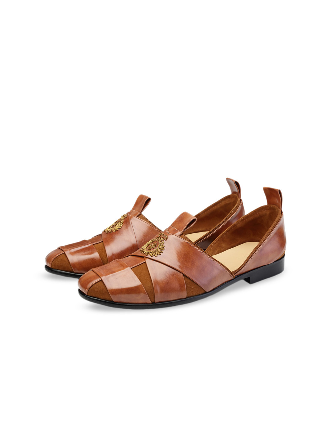 SHUTIQ Men SHERAZ Embellished Leather Comfort Insole Mojaris