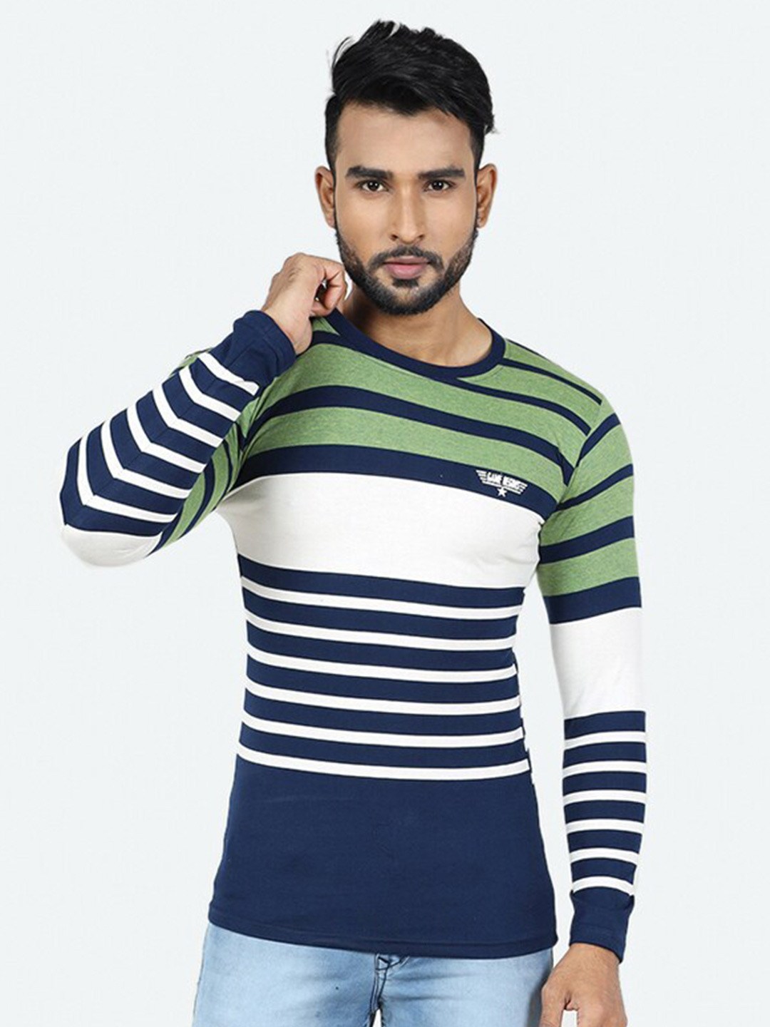 GAME BEGINS Striped Long Sleeves Pure Cotton T-shirt