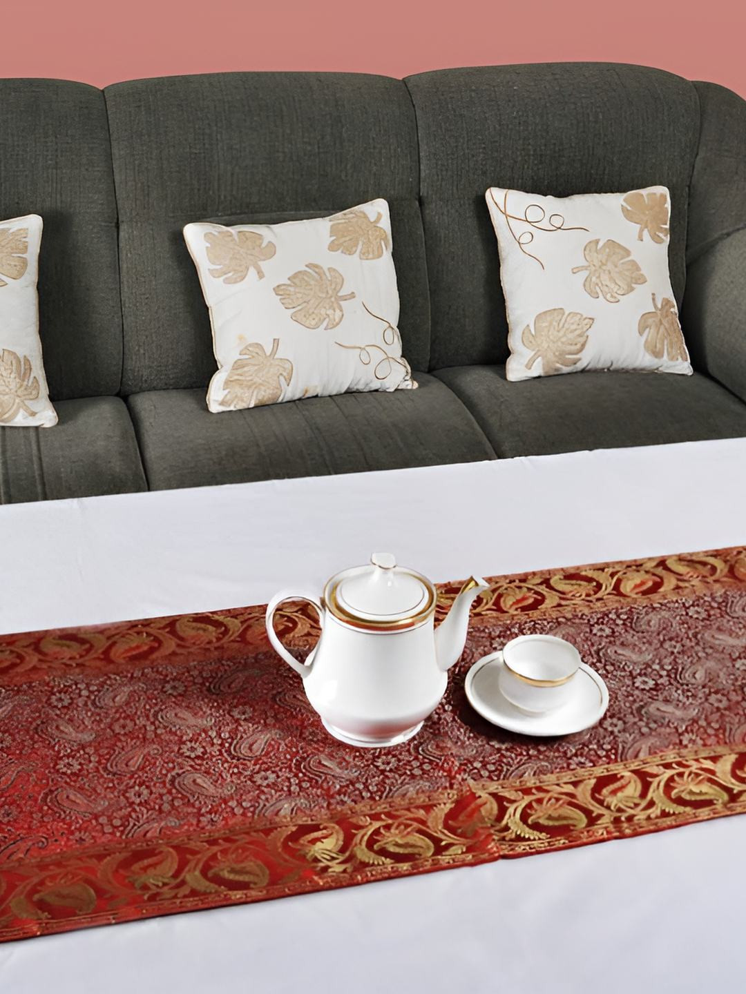 Lal Haveli Red Self-designed Soft Table Runner