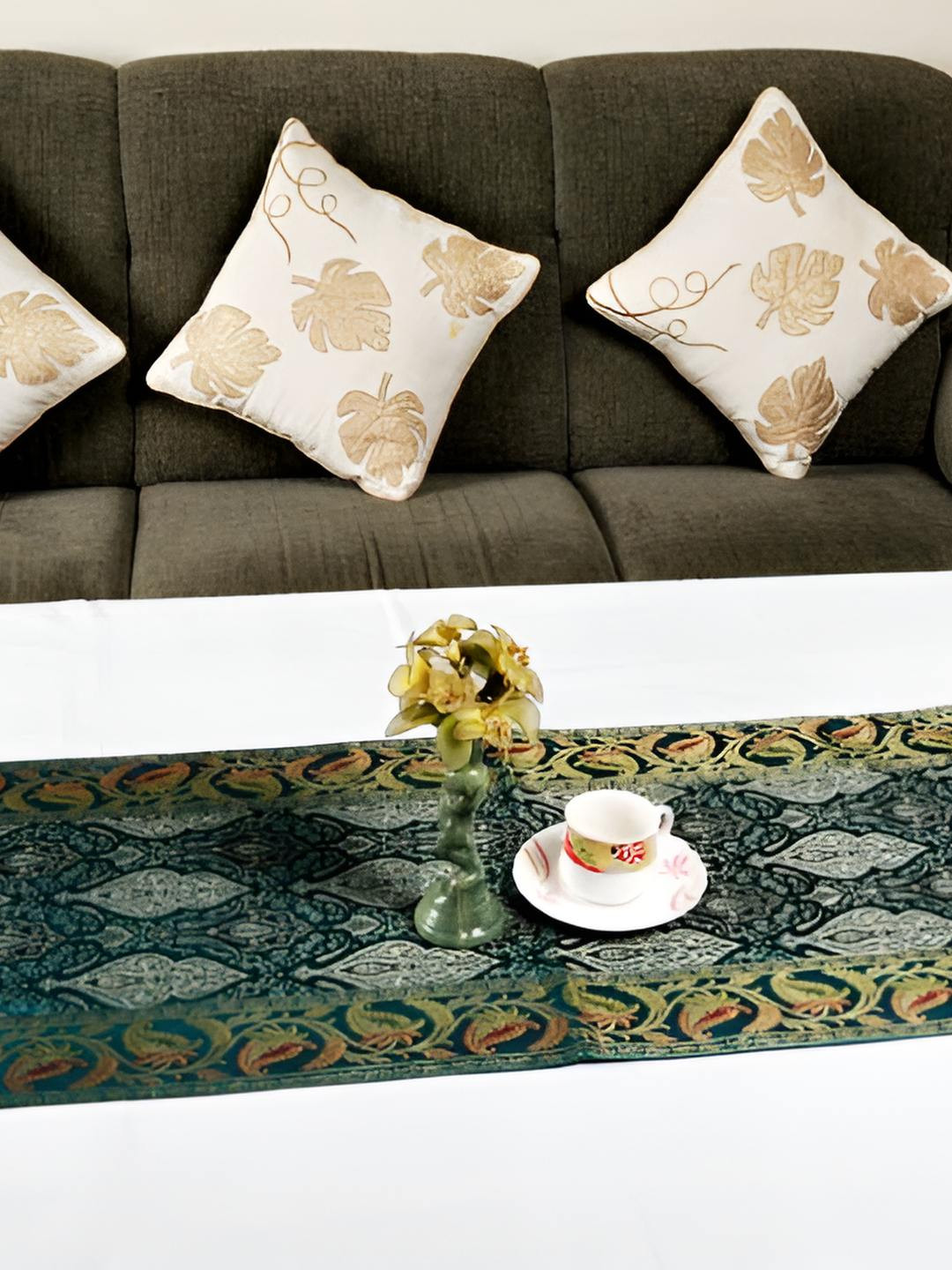 Lal Haveli Green & Blue Ethnic Motifs Soft Table Runner