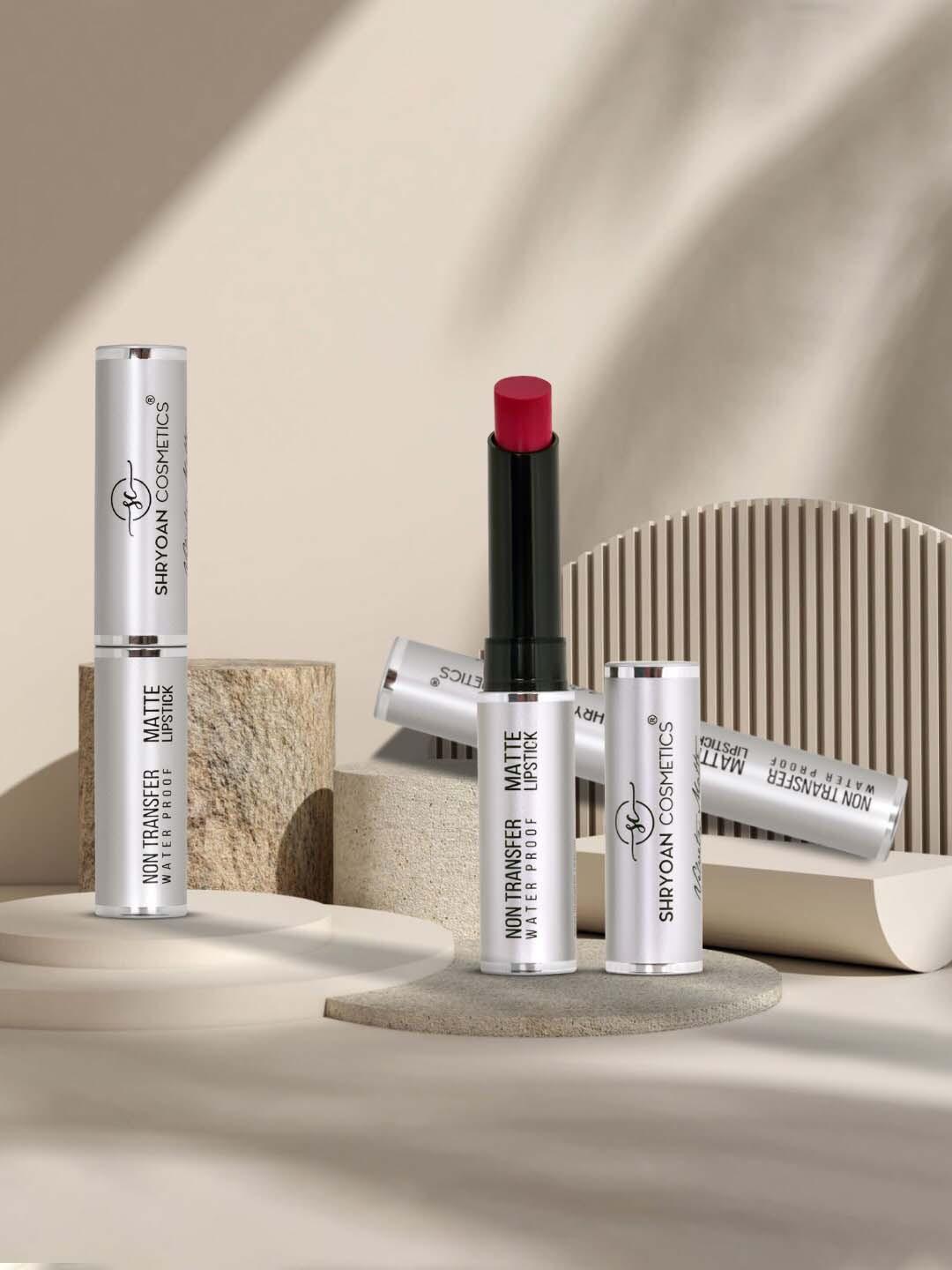 SHRYOAN Set Of 3 Non Transfer Matte Bullet Lipstick-3.5g Each-Grape Juice-Rebel-Burngunday