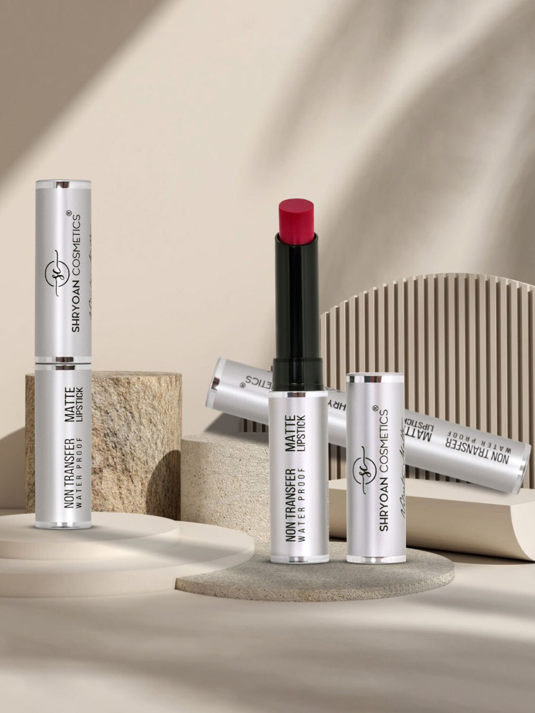 SHRYOAN Set Of 3 Non Transfer Matte Bullet Lipstick-3.5g Each-Pryzm-Nude Show-Trance