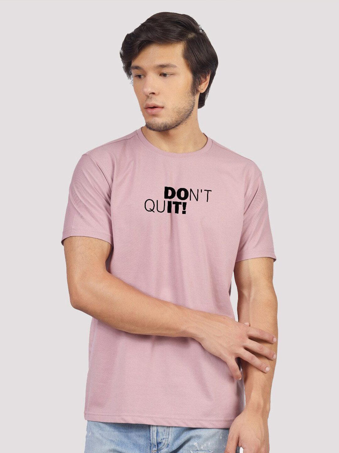 Greylongg Men Printed Lavender Cotton Regular Fit Polo T-shirt