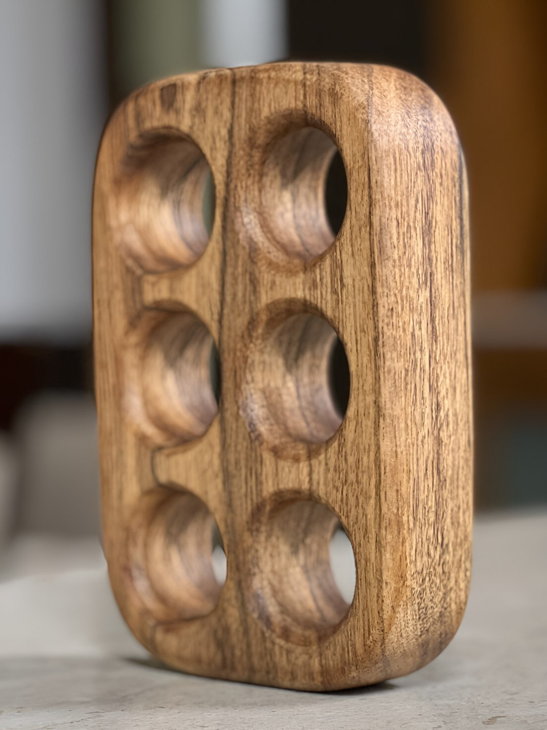 Wood Chop Beige Wood Egg Tray