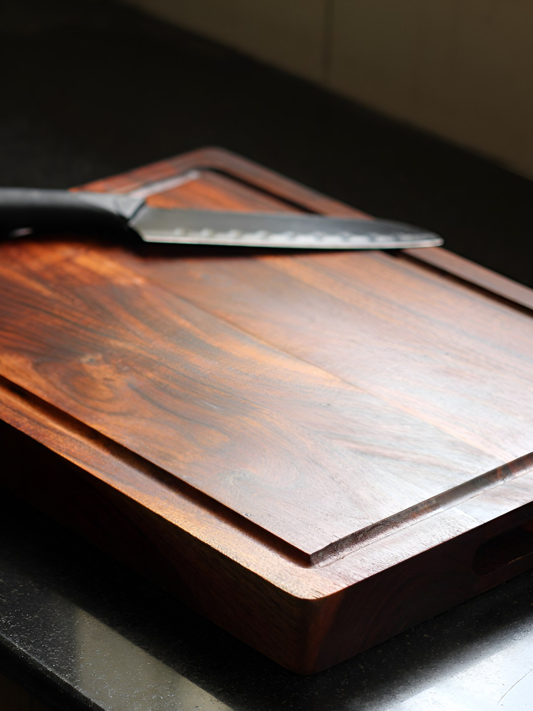 Wood Chop Acacia Juice Groove Beige Reversible Wooden Chopping Board