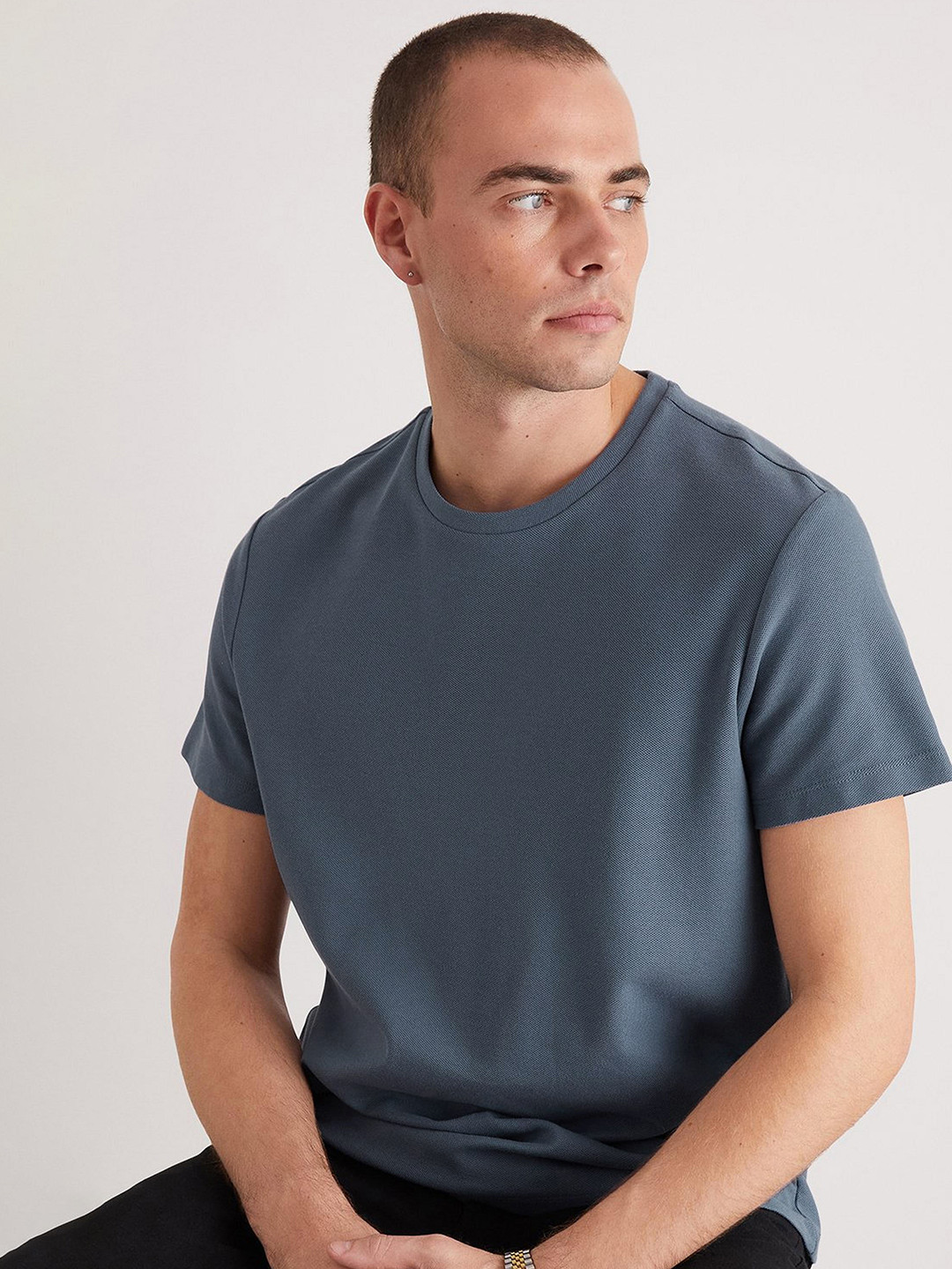 Burton Men Pique Crew Neck Pure Cotton T-shirt