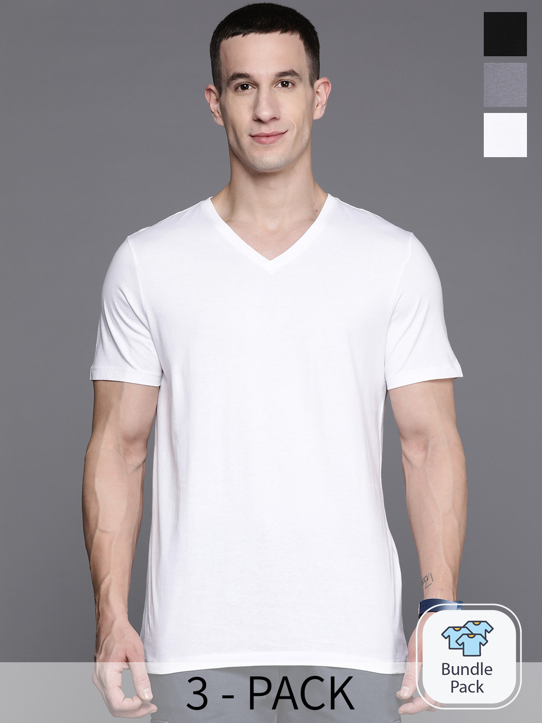 Burton Pack of 3 V-Neck Pure Cotton T-shirt