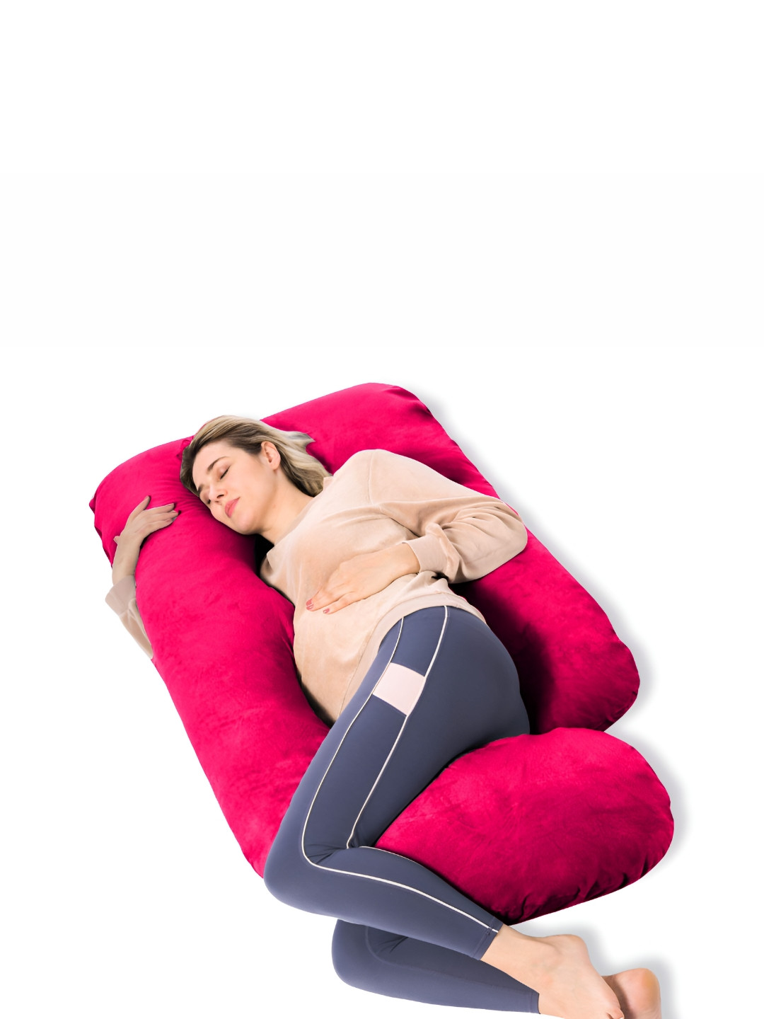 DADDY COOL Rose Solid Faux Velvet Ultra Soft Fibre Maternity Pillow-10 x 30 x 58 cm