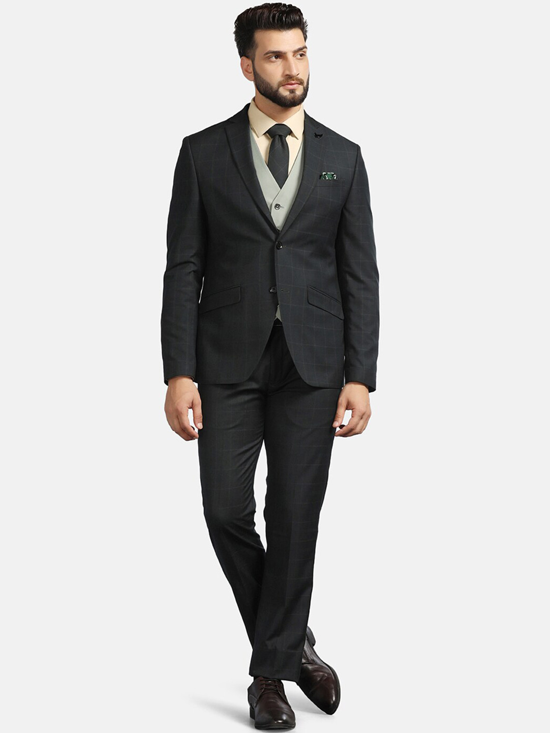 Blackberrys Elvio 4 Pcs Multitude 6X Checked Formal Suit