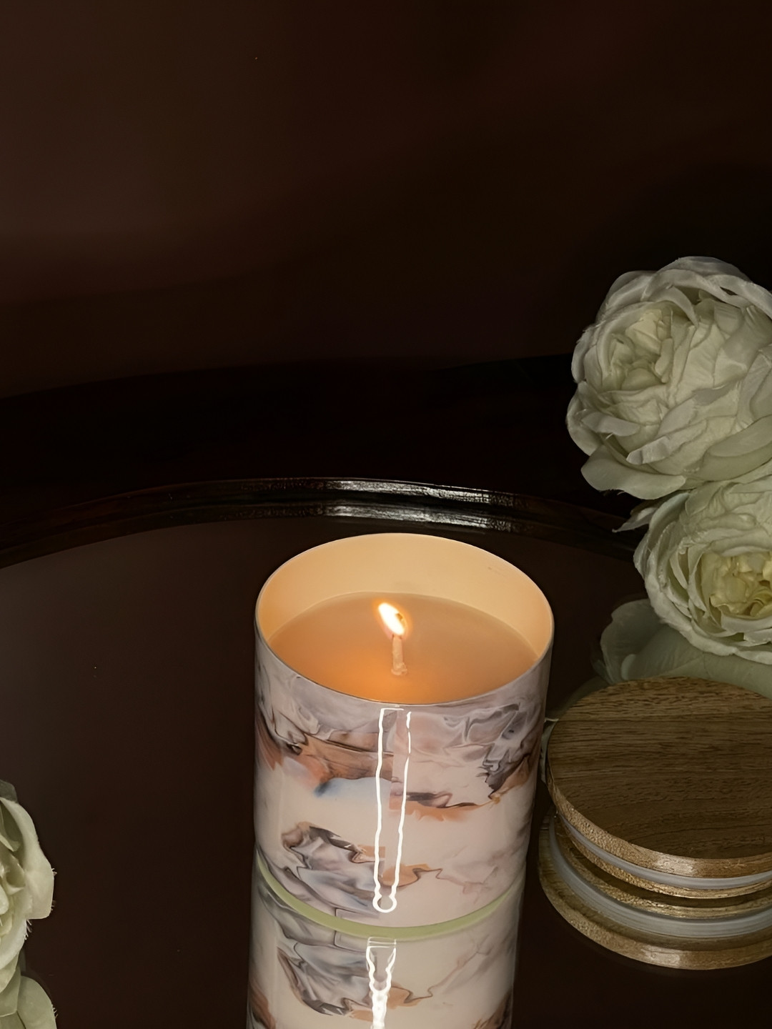 CasaGold Marbella Soy Wax Scented Candle Jar Pink Wood Natural Bedroom Medium Showpiece - 3.1 Inches