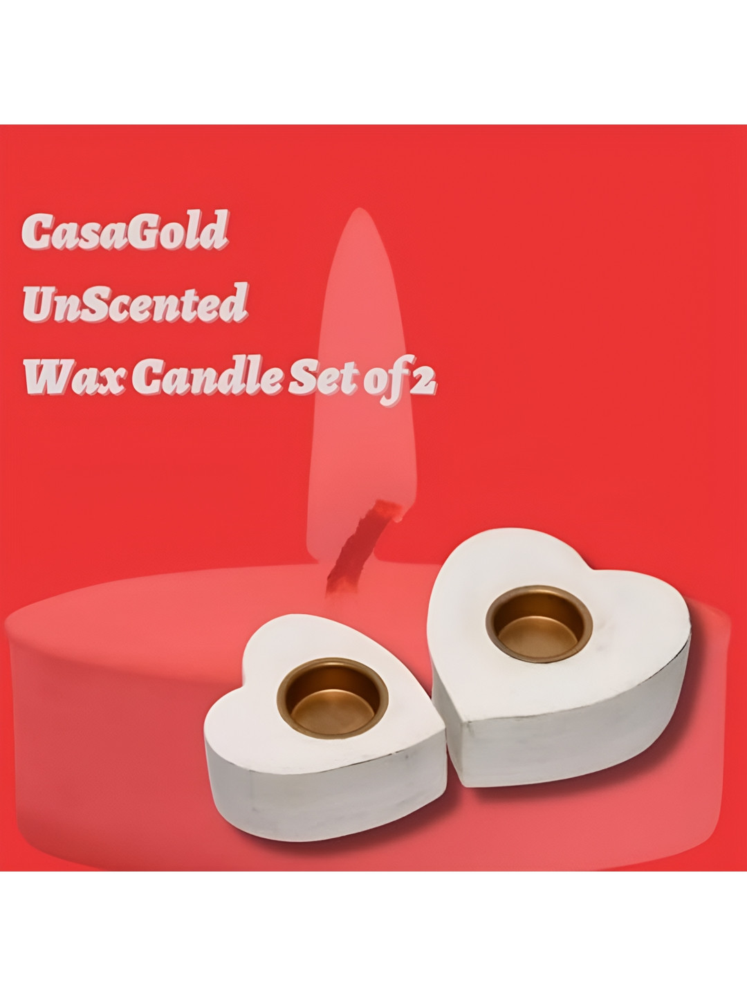 CasaGold Heart Candle White Wood Natural Living Room Set of 2 Medium Showpieces - 2 Inches
