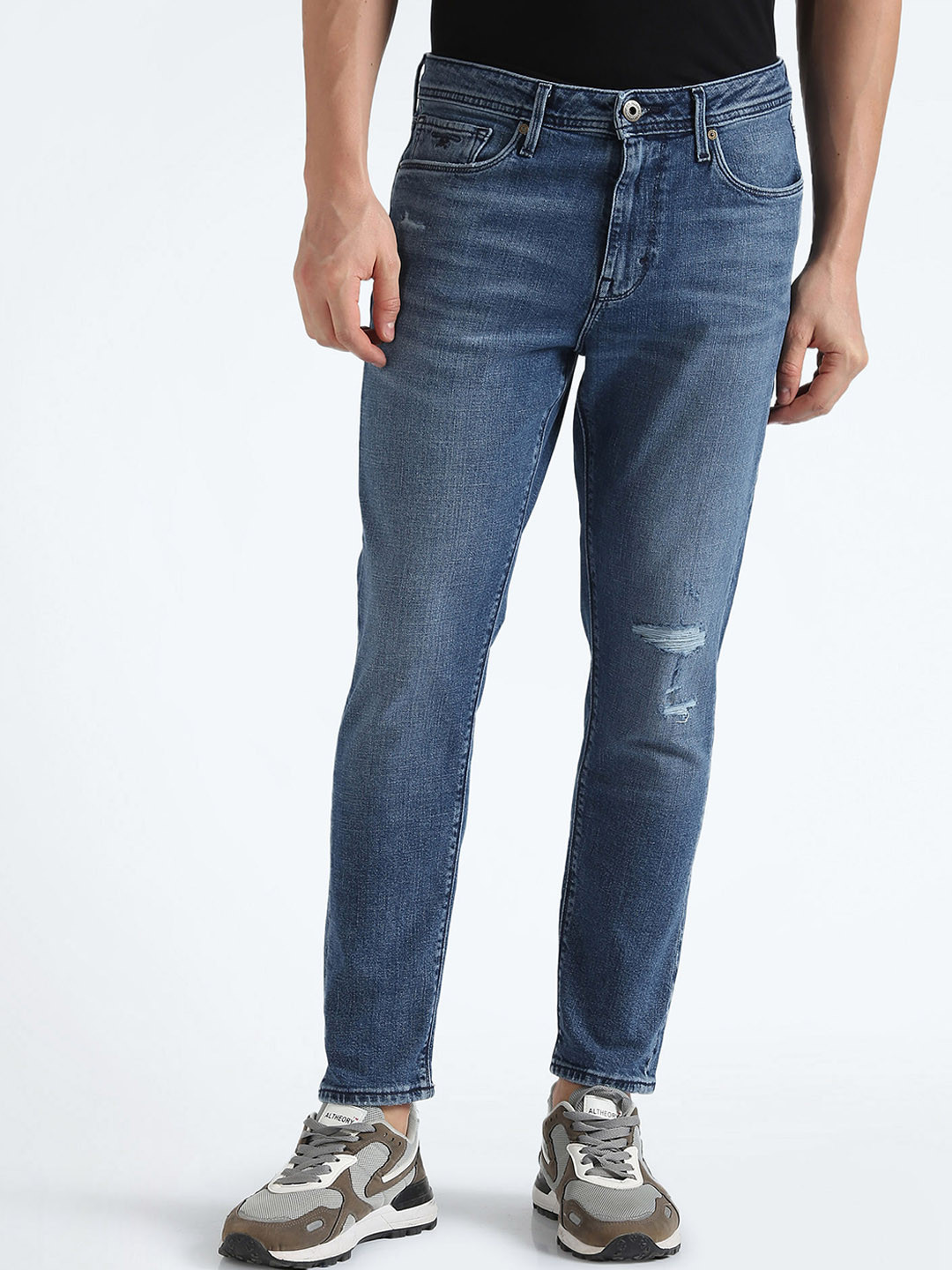 Flying Machine Men Tapered Fit Low Distress High-Rise Stretchable Jeans