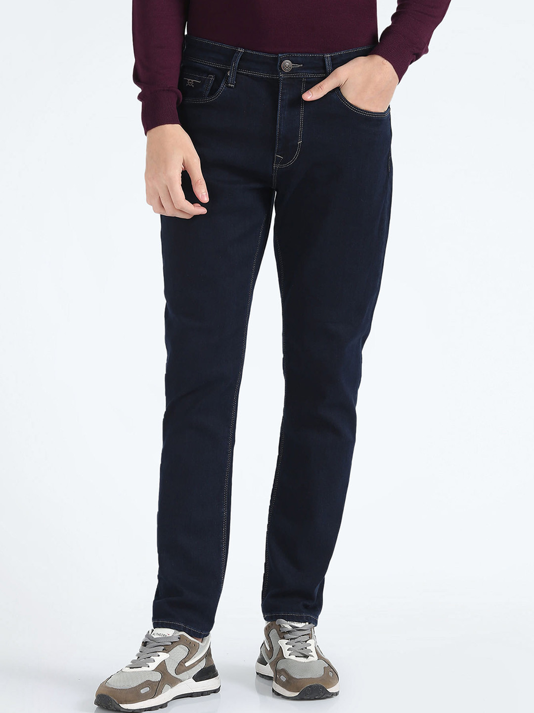 Flying Machine Men Straight Fit Mid-Rise Clean Look Stretchable Jeans