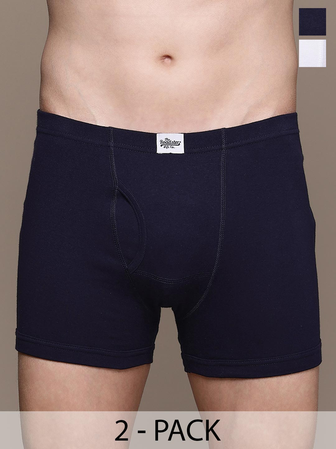 The Roadster Lifestyle Co. Navy Blue & White Pack Of 2 Cotton Trunks RTIE-1004-NB-WH-1