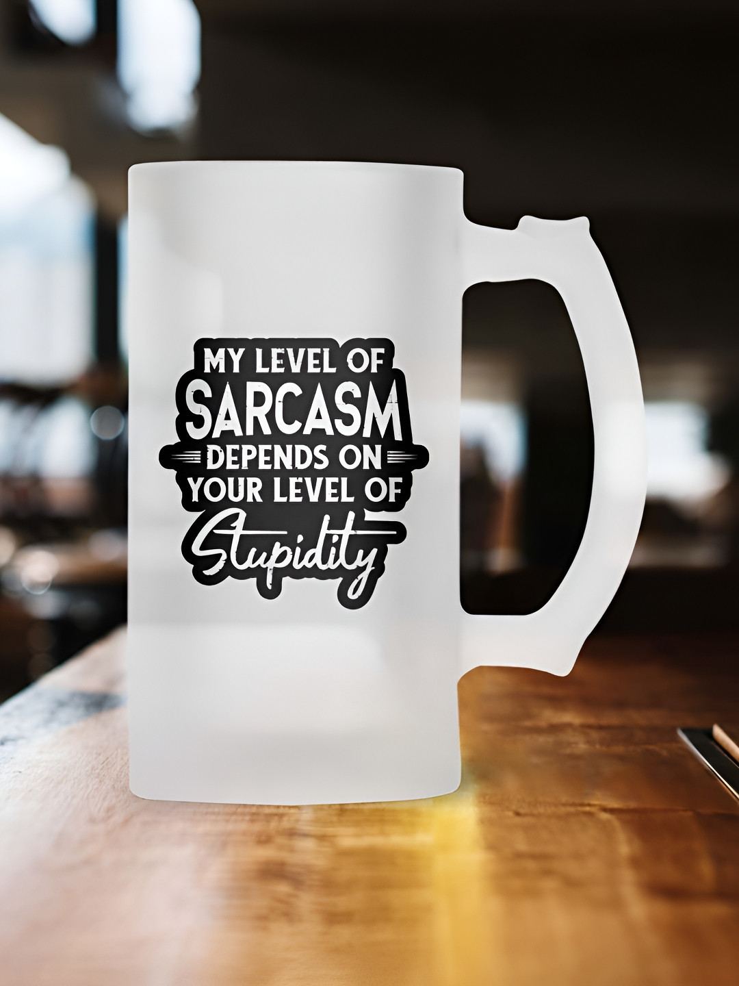 ARTBUG Babur Inspired Transparent Typography Glass Handmade Mug-470ml