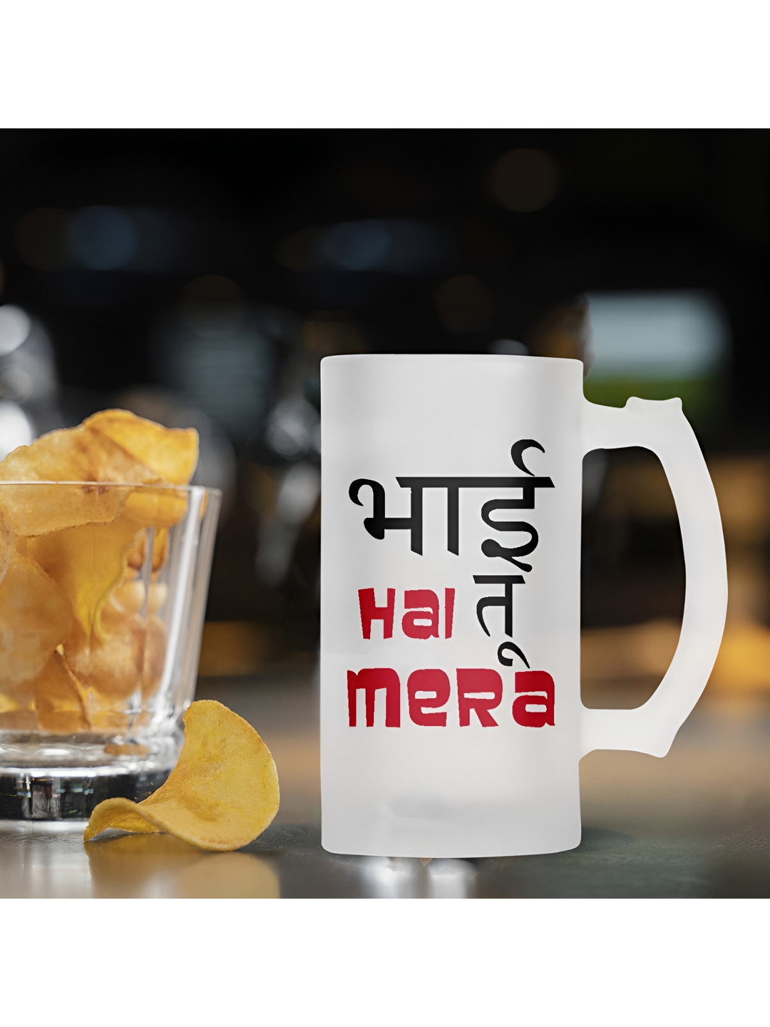 ARTBUG Prism White Typography Glass Handmade Mug-470ml