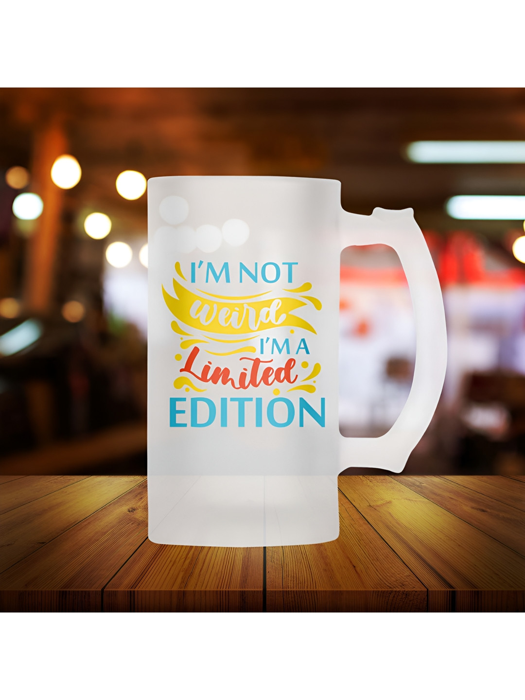 ARTBUG Merlot Auric Transparent Typography Glass Handmade Mug-470ml