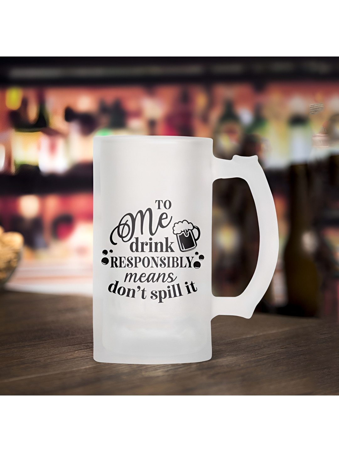 ARTBUG Whispers Of Warli White Typography Glass Handmade Mug-470ml