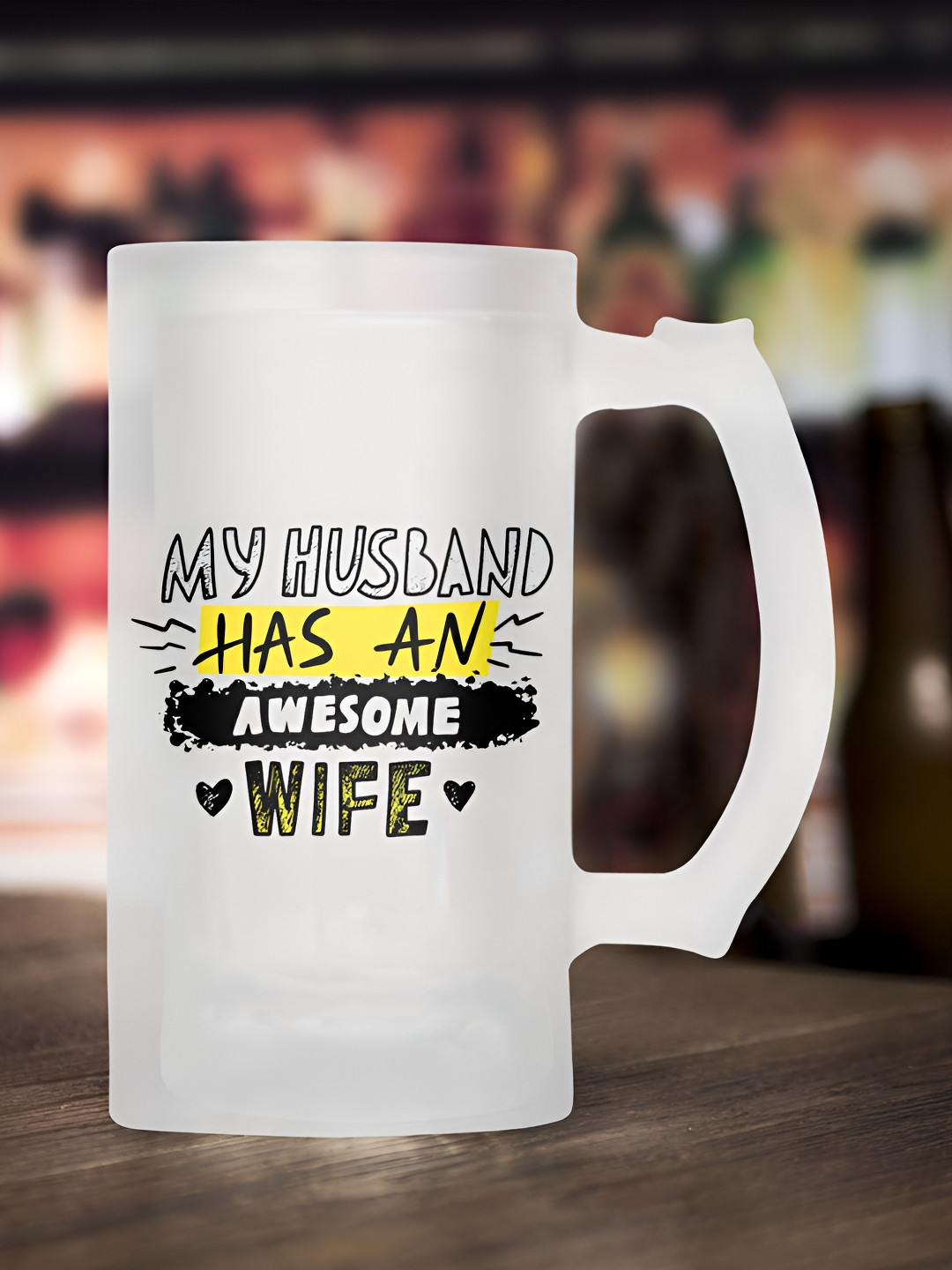 ARTBUG White Typography Glass Handmade Mug-470ml