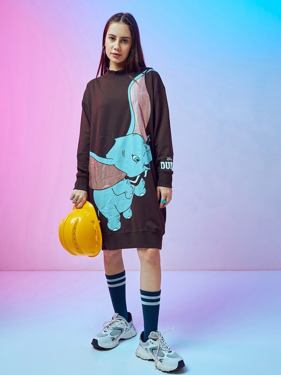 Bewakoof Heavy Duty 1.0 Women Elly Graphic Printed Oversized T-Shirt Dress