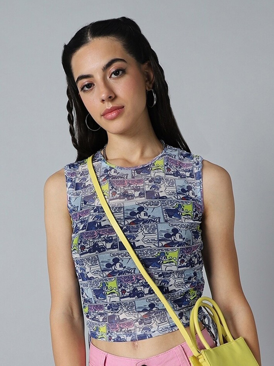 Bewakoof Air 1.0 Women All Over Printed Slim Fit Short Top