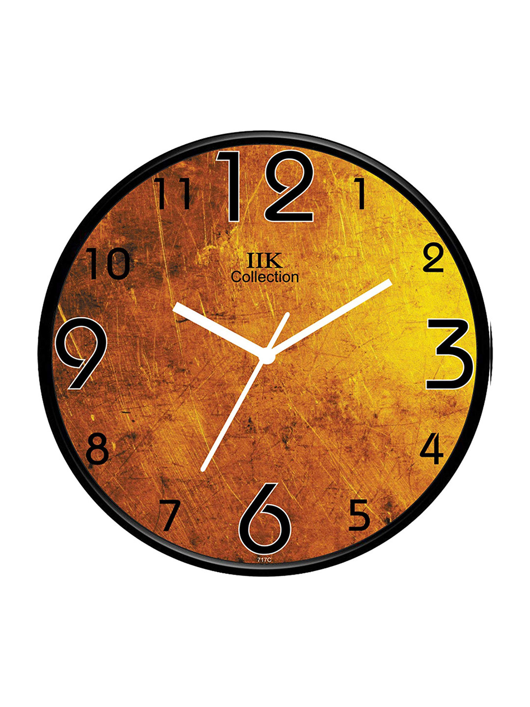 IIK COLLECTION Black and Yellow Printed Analogue Contemporary Round Wall Clock