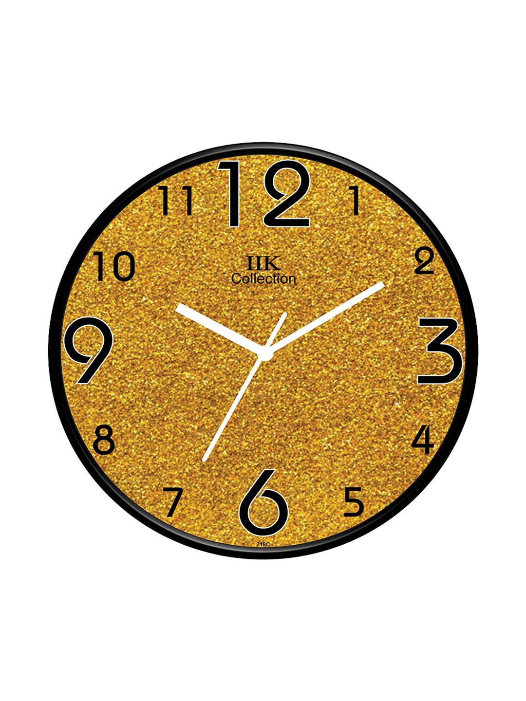 IIK COLLECTION Black and Yellow Printed Analogue Contemporary Round Wall Clock