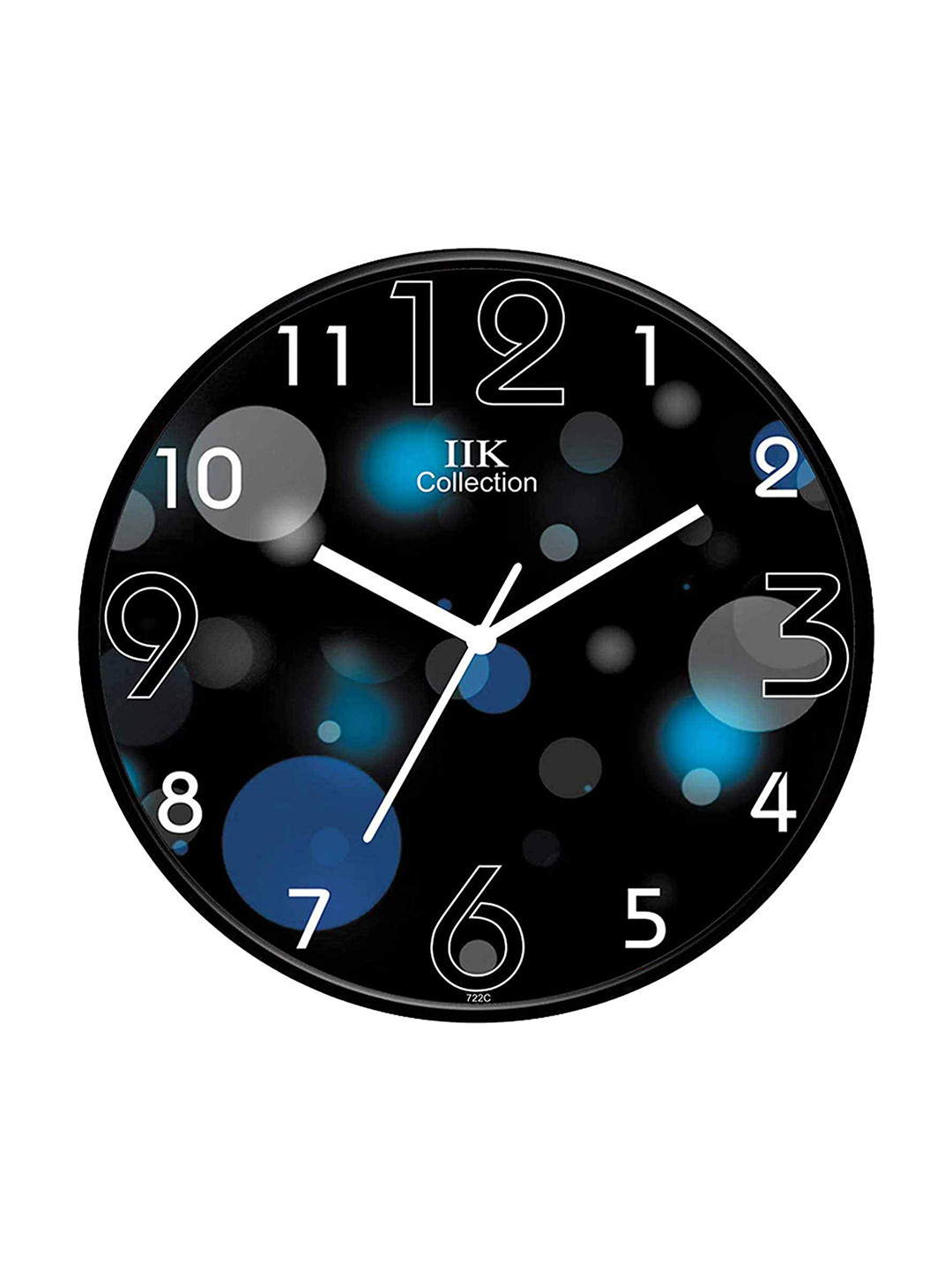 IIK COLLECTION Black and Blue Printed Analogue Round Contemporary Wall Clock