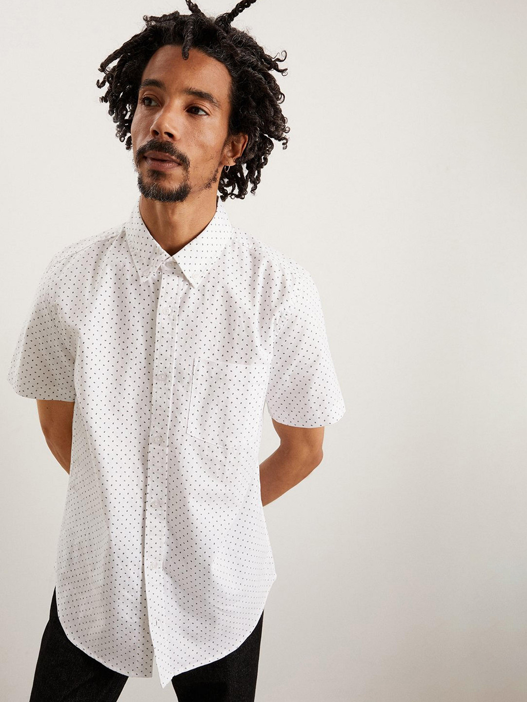 Burton Micro Ditsy Printed Pure Cotton Oxford Casual Shirt