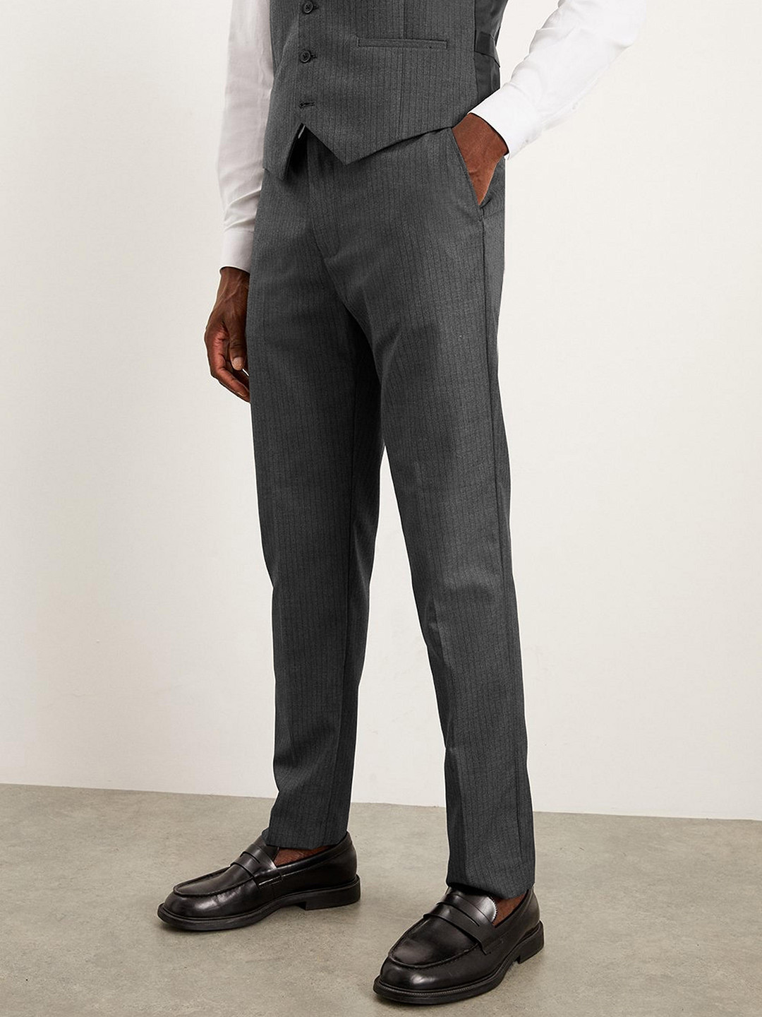 Burton Men Slim Fit Herringbone Trousers